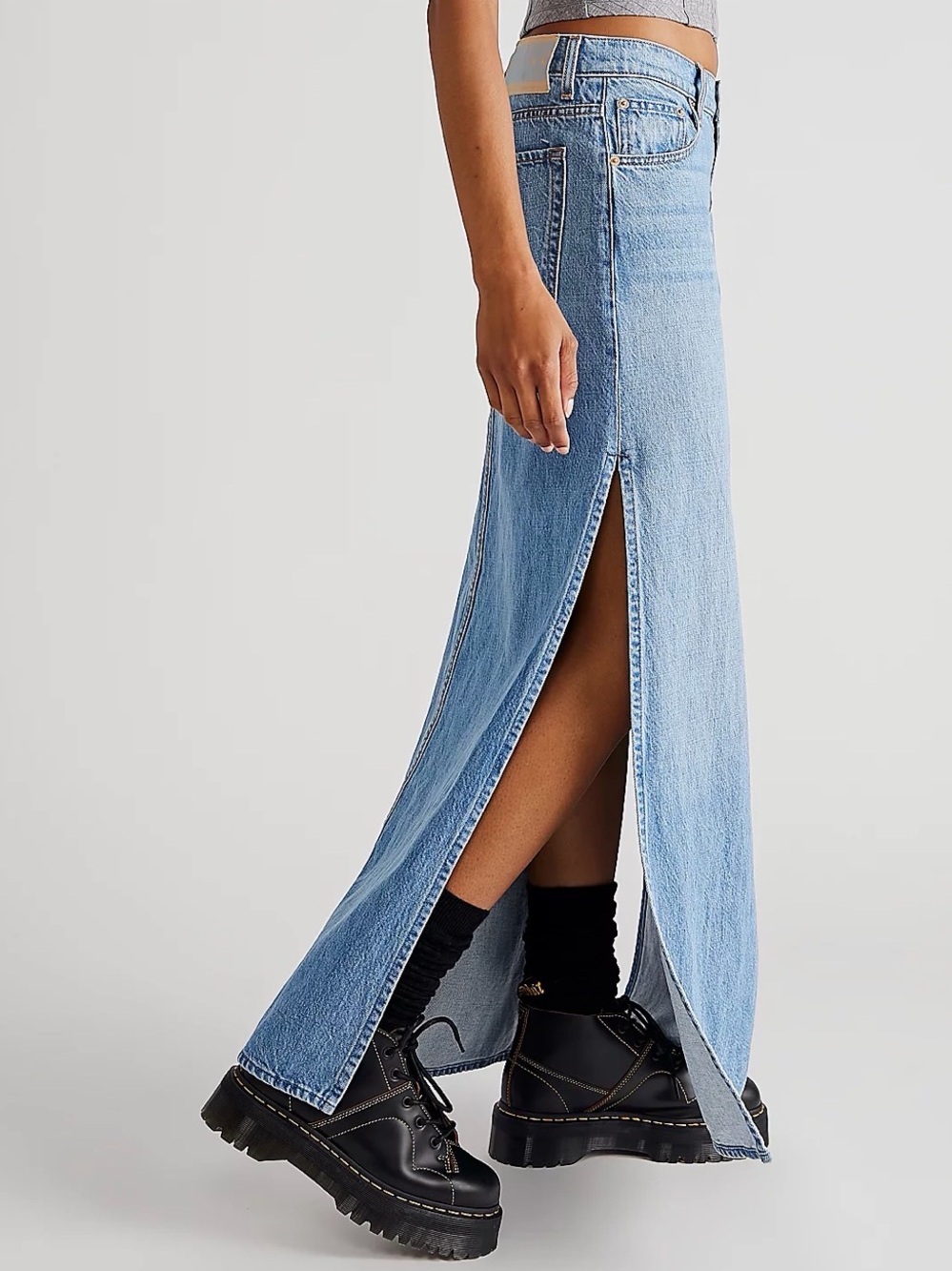 MOTHER Snacks Fun Dip Slice Maxi Denim Skirt 32 Nothing Else Like It - Picture 10 of 10